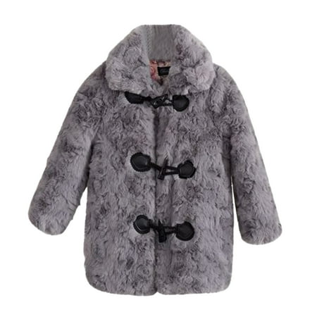 

nsendm Child Girls Coat Winter Windproof Thicken Coat Jacket Kids Warm Fleece Outerwear Jacket Cold Coat for Girls Coat Grey 2-3 Years