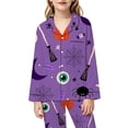 thumbnail image 5 of RUTAYY Girls Pajama Set Halloween Cute Graphic 2 Piece Sleepwear Long Sleeve Notch Neck Kids Evening Relax Wear Purple, 5 of 5