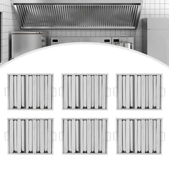 6PCS 19.5"x15.5" Stainless Steel Hood Grease Commercial Exhaust Filter Baffle