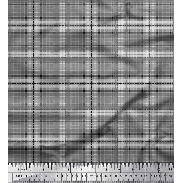 Soimoi Polyester Crepe Fabric Plaid Check Print Fabric by The Yard 52 Inch Wide