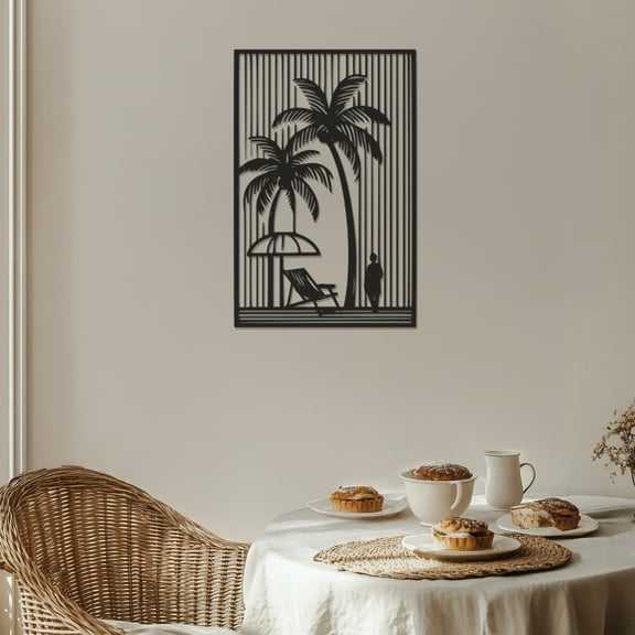 Violaura Palm Metal Wall Art - Easy to Install Hanging Perfect for Home, Living Room Decor (12.0" x 8.4")