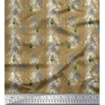 thumbnail image 1 of Soimoi Brown Cotton Poplin Fabric Artistic Leaves Print Fabric by the Yard 56 Inch Wide, 1 of 1
