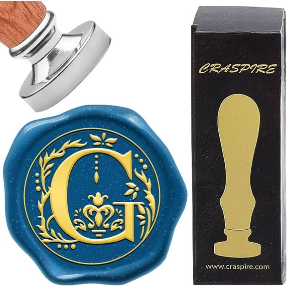 1 Set Letter G Wax Seal Stamp Silver Removable Retro Alphabet Initials Sealing Wax Stamp Classic Vintage 25mm Brass Head Wood Handle for Wedding Invitation Gift Decoration Envelope Sealing