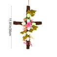 thumbnail image 3 of Easter Cross Wreath – Spring Floral Cross-Shaped Door Decoration with Greenery and Flowers, Religious Wall Hanging for Home, Church or Memorial Display, 3 of 5
