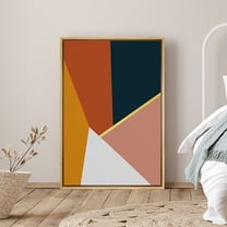 PixonSign Framed Canvas Print Wall Art Blue Mountain Silhouette Nature Wilderness Illustrations Modern Art Rustic Relax/Calm Multicolor Ultra for Living Room, Bedroom, Office - 24"x36" Natural