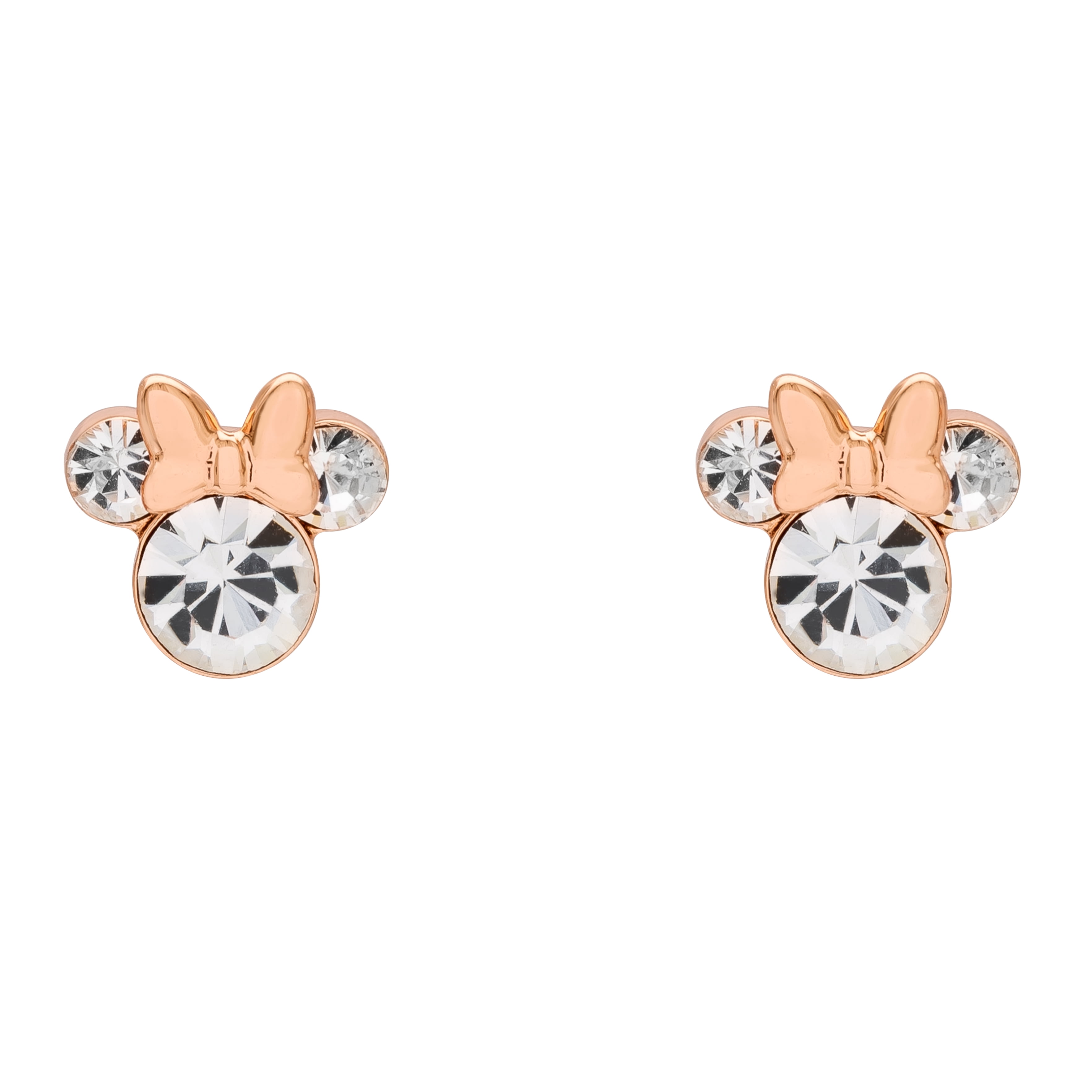 Mickey Mouse Swar Crystal Earrings Studs Multi Colour Platinum Plated 