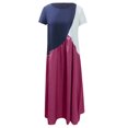 thumbnail image 2 of WMTBSRSW Women's Plus Size Summer Dress Color Block Loose Casual Short Sleeve T Shirt Dress Round Neck Summer Beach Swing Pleated Long Dress, 2 of 5