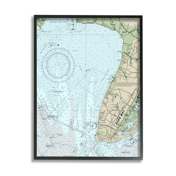 Stupell Industries Cape May New Jersey Nautical Map Traditional Cartography, 24 x 30, Designed by Daphne Polselli