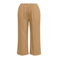thumbnail image 4 of SBYOJLPB Women's Plus Size Pants Solid Color Elastic Waist Drawstring Pants with Pocket, 4 of 7