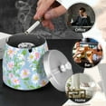 thumbnail image 4 of Yayeee Ashtray with Lid for Cigarette Smokeless Stainless Steel Home Ash Holder, Blue Floral, 4 of 7