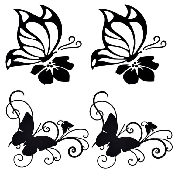 4 Sheets 2 Styles Car Decal Black Butterfly Hibiscus Flowers Hawaiian Reflective Decals PET Waterproof Sticker Outdoor Bumper Women Car StickersDIY