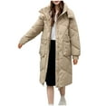 thumbnail image 2 of Aboser Womens Hooded Quilted Coats Winter Long Sleeve Puffer Jacket Warm Zipper Midi Length Outwear Coat Baggy Stand Collar Jackets, 2 of 9
