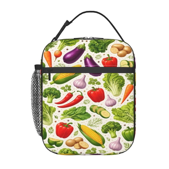 Kitchen Lovers Vegetable Lunch Bag Reusable Thermal Lunch Tote with Handle for Women and Men