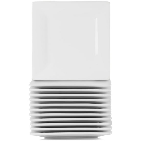 10 Strawberry Street Catering Pack 6" Square Ceramic Appetizer Plates, Set of 12