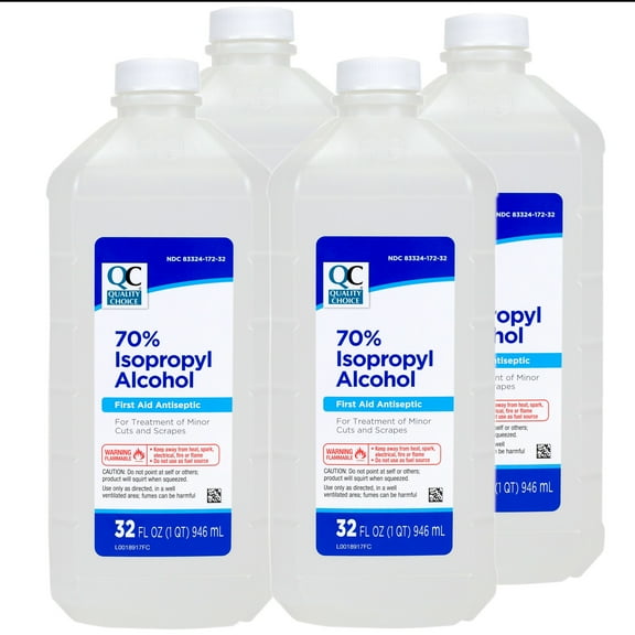 Quality Choice 70% Isopropyl Alcohol First Aid Antiseptic, 32 FL OZ - 4 Pack