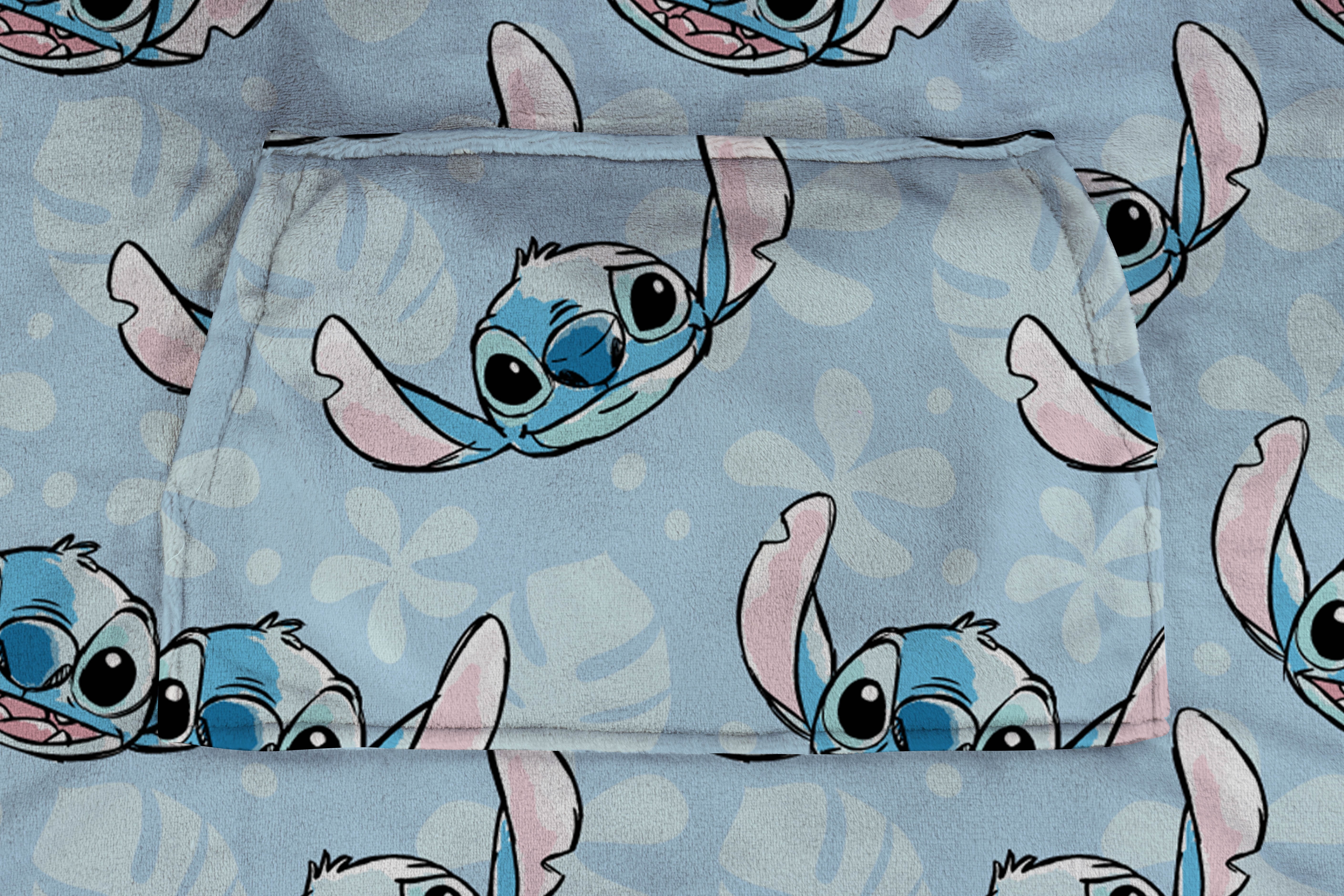 Lilo & Stitch Blue Silk Touch Hooded Poncho Blanket, 30" x 40''