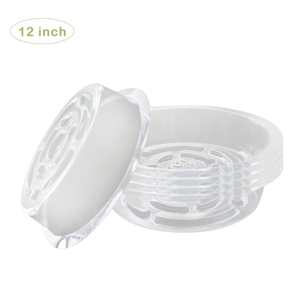 12" Thicken Plant Saucer, 5 Pack of Clear Plastic Saucers Drip Trays Sturdy Flower Pot Tray for Indoors & Outdoor Plants or Planter pots