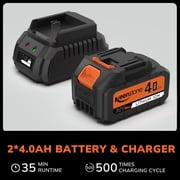 40V (2 x 20V) 17'' Cordless Lawn Mower, Multi-Functional Grass Cutter with 4.0Ah Battery, 6 Adjustable Height Settings, Durable Manganese Steel Blades, Easy to Use for Medium to Large Lawn