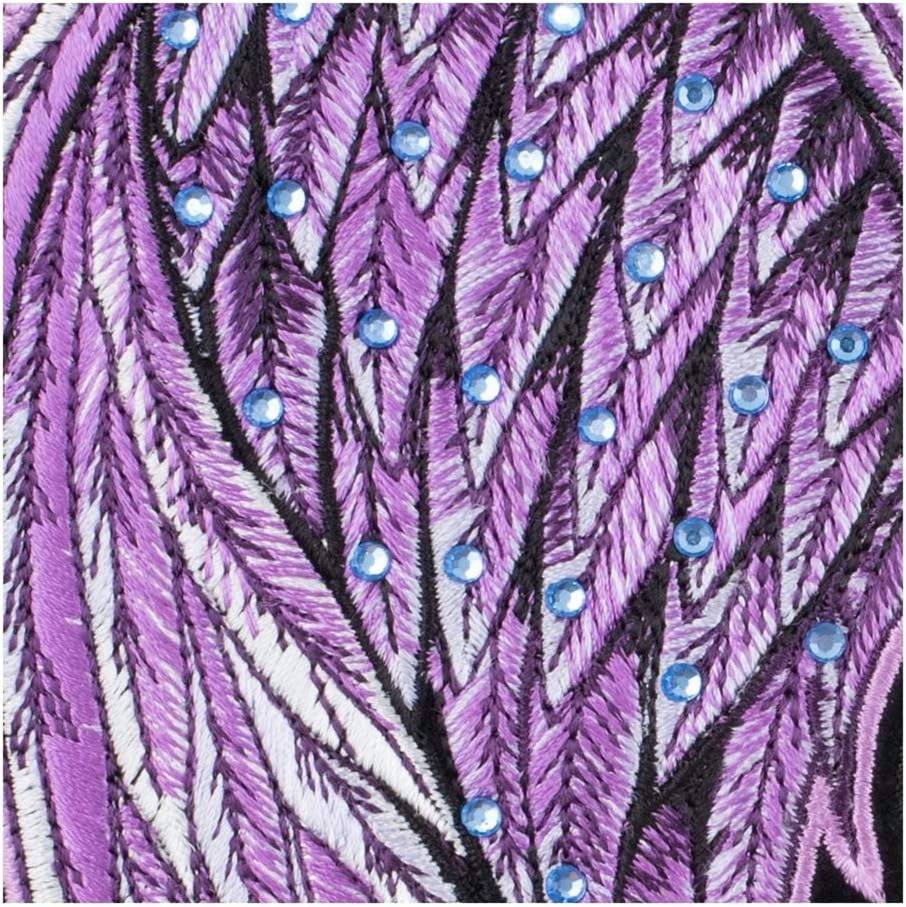 Split Purple Angel Wings Rhinestone Patch, Medium Size