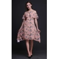 thumbnail image 2 of Bimba Robe à Volants Imprimée Oiseau Rose pour Femmes Épaules Dénudées - Petite, 2 of 6