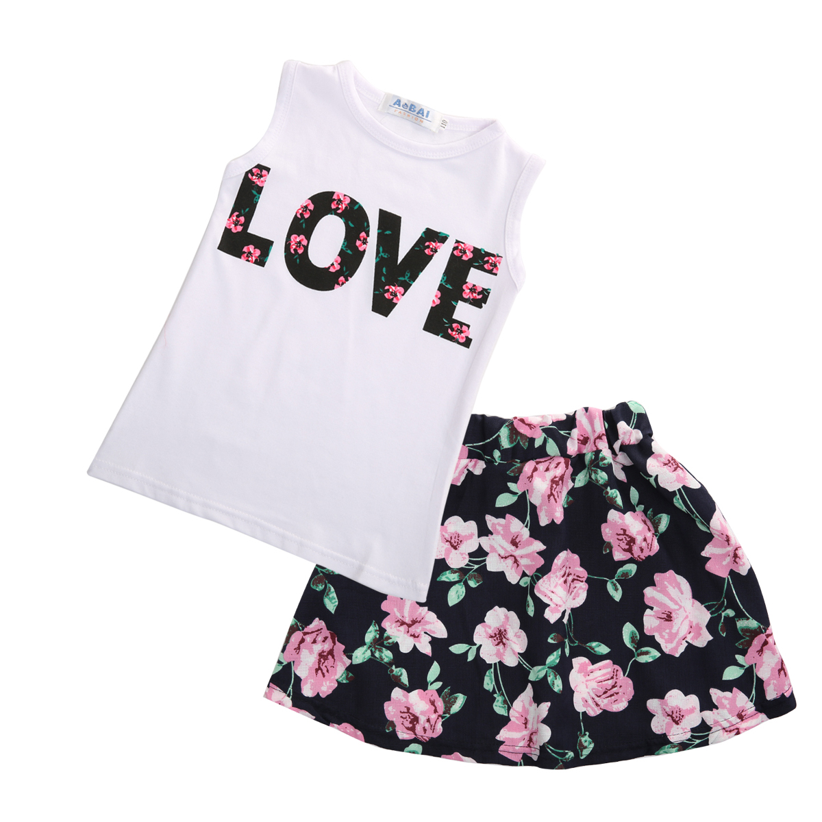 Girls Suspender Skirt Floral Animal Print Outfit 2 Piece Tropical Dress Up Set Toddler Cute Boutique Clothes
