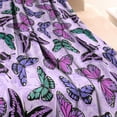 thumbnail image 3 of Purple Butterfly Pattern Blanket,Comfortable Soft Flannel Throw Blanket,All Season,Warm Lightweight Blankets for Sofa Bed Couch Living Room Chair,60"x80", 3 of 4
