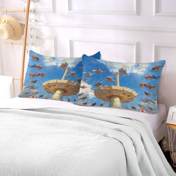 Pillow Case Plush Pillow Rotating Flying Chair Panting Case standard size/King size/Queen size Bed Pillow Pillowcases