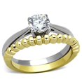 thumbnail image 1 of Women Two-Tone IP Gold Stainless Steel Ring with AAA Grade CZ in Clear - Size 5, 1 of 1