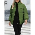 thumbnail image 2 of Franhais Women's Lightweight Down Puffer Coat, Letter Print Stand Collar Long Sleeve Zip Windproof Warm Jacket, 2 of 5