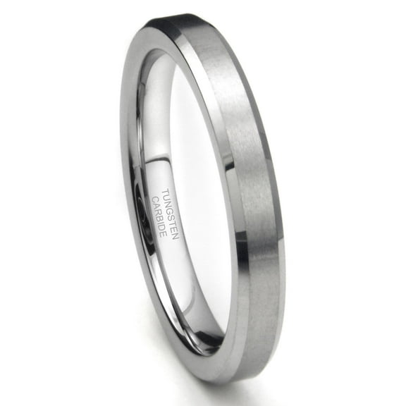 Andrea Jewelers Tungsten Carbide 4MM Beveled Brush Finish Wedding Band Ring Sz 7.0