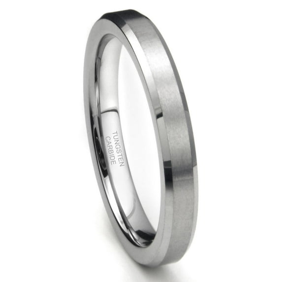 Andrea Jewelers Tungsten Carbide 4MM Beveled Brush Finish Wedding Band Ring Sz 9.0