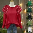 thumbnail image 6 of qucoqpe Womens Oversized Crewneck Sweatshirt Casual Long Ruffle Sleeve Pullover Shirts Boho Tunic Blouse Tops, 6 of 6