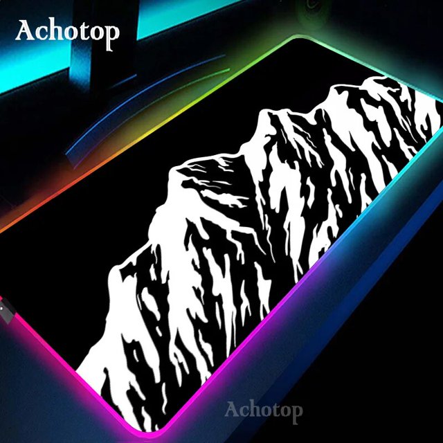 Black And White RGB Laptop Gamer Mousepad Gaming Mouse Pad Mountain Serenity Large Rug Keyboard 100x50 LED Desk Mat With Backlit