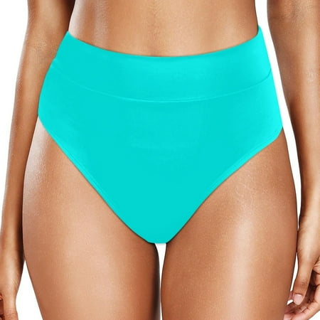 MNCEKFOD Women s Tummy Control Swim Bottoms High Waist Ruched Belly Control Bikini Swim Shorts Comfortable And Stylish Bathing Suit Bottom Green XXL
