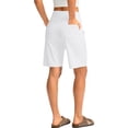 thumbnail image 3 of Women's Bermuda Shorts with Pockets High Waisted Knee Length Casual Athletic Walking Workout Lounge Shorts, 3 of 6