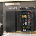thumbnail image 6 of Aobabo Metal Garage Storage Cabinet with Wheels, Rolling Tool Storage Cabinet with 5 Adjustable Shelves and Pegboard for Garage Home Office Utility Room,Required Assembly,Black71" H×32" W×16" D, 6 of 12