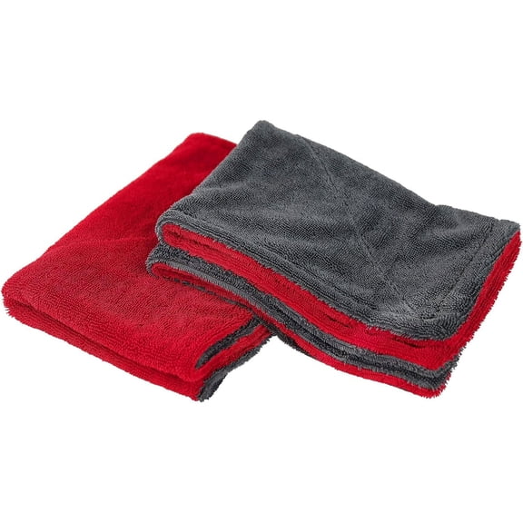Mictong 2 packs of car drying towels, high-quality ultra-fine fiber car towels, no stripes, scratches or water stains, absorbent car wash towels, 15.75 inches x 23.63 inches, red Gray