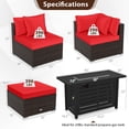 thumbnail image 3 of Gymax Set of 5 Patio Furniture Set Heavy-duty Frame Sofa Set w/ 60000 BTU Firepit Table Red, 3 of 7