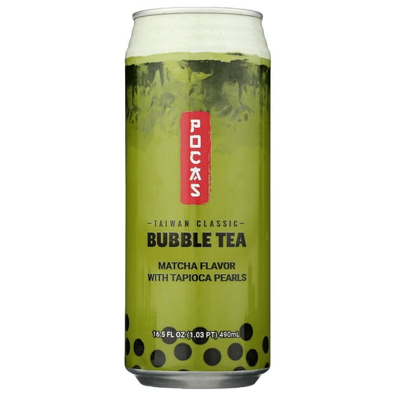 (Pack of 24) Pocas Matcha Bubble Tea with Tapioca Pearls, 16.5 fl oz