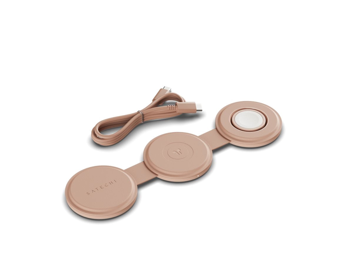 Satechi OntheGo - Wireless charging pad - 3-in-1 - 15 Watt - desert rose