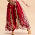 thumbnail image 4 of TiaoBug Kids Girls Satin Belly Dance Bloomers Elastic Waistband Harem Pants A Burgundy 2-4, 4 of 5
