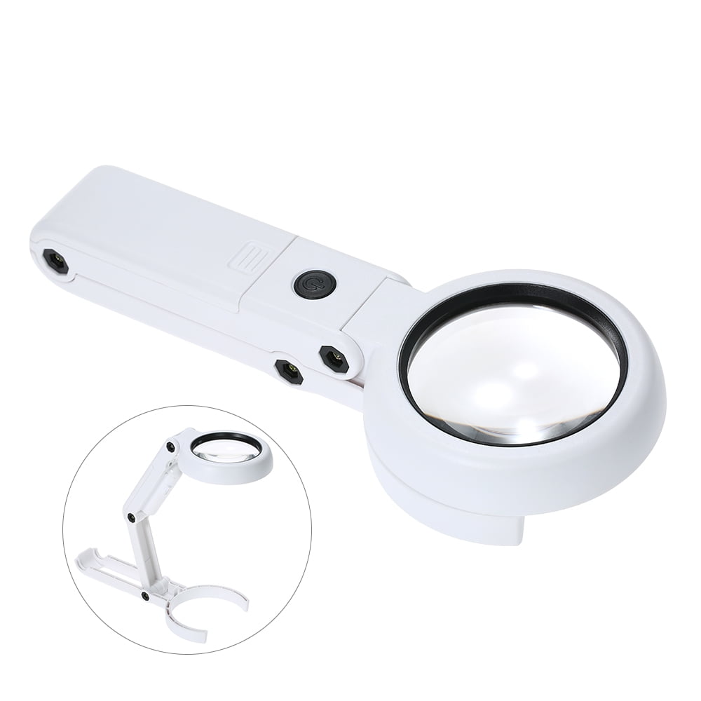 6 Led Folding Light Magnifier Portable 7x Magnifying Glass Table Desk Type Lamp Handheld Foldable Loupe Lens For Book Newspaper
