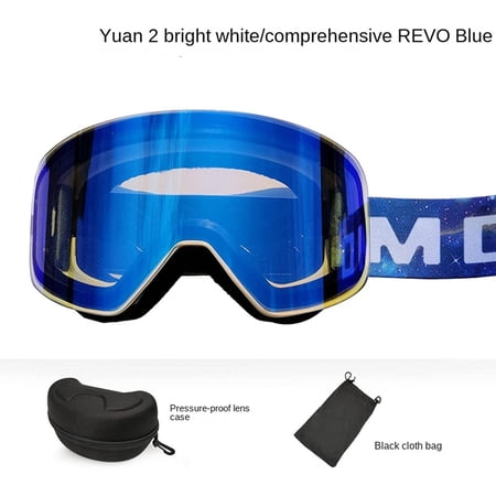 2022 New Men s and Women s Magnetic ski Goggles Cylindrical ski Goggles Anti-Fog Outdoor Goggles ,Blue