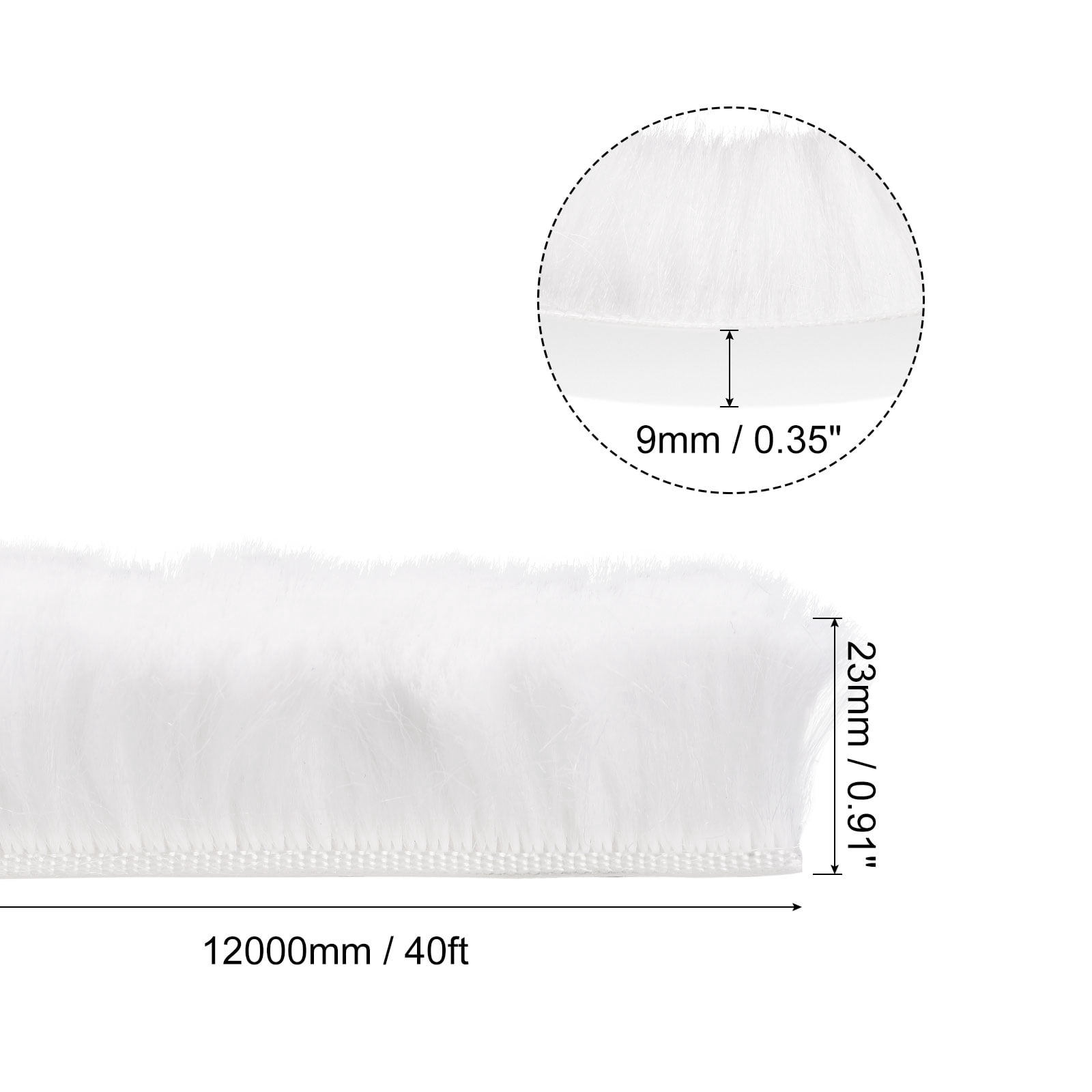 Unique Bargains Weather Stripping Brush Self-Adhesive Seal Weatherstrip White 40ft x 0.35" x 0.9"
