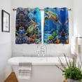thumbnail image 3 of Blue Sea Turtle Ocean Kitchen Curtains Short 45 Inch Length, Colorful Coral Sea Underwater Grommet Top Bedroom Living Room Curtains, Light Filtering Cafe Curtain Drapes 2 Panels Set 84''x45'', 3 of 9