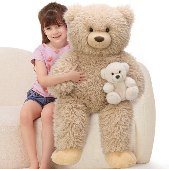 Tezituor 39.4" Giant Teddy Bear Stuffed Animal Large Soft Stuffed Bear with Baby Plush Toy