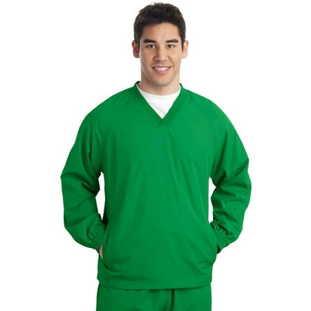 French Rib Knit Jacket - Sport-Tek Men's Rib Knit V-Neck Collar Soft Raglan Wind Shirt