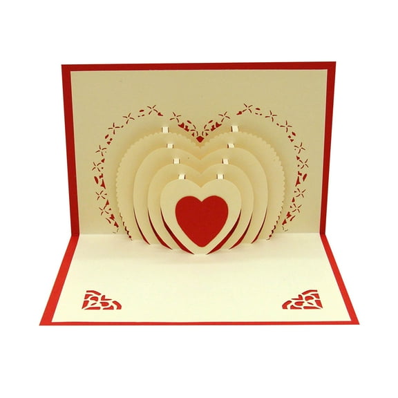Heart Pop Up Card, Valentines Day Pop Up Card, Mothers Day Card, Anniversary Card, Wedding Card, 3D Love Heart Card With Envelope for Valentine's day (3D Love Heart, Red)