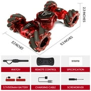 Tecnock Remote Control Car for Kids, 2.4GHz 4WD Gesture Sensing RC Cars - 360° Rotating Double Sided Hand Controlled RC Stunt Car with LED Lights