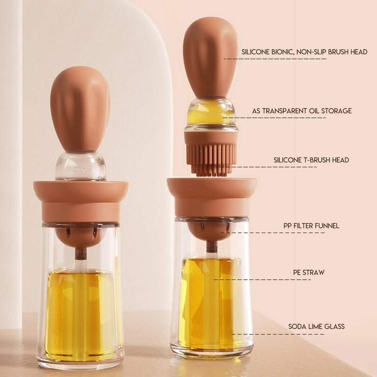 Oil Dispenser Bottle With Brush - Silicone - Soda-lime Glass